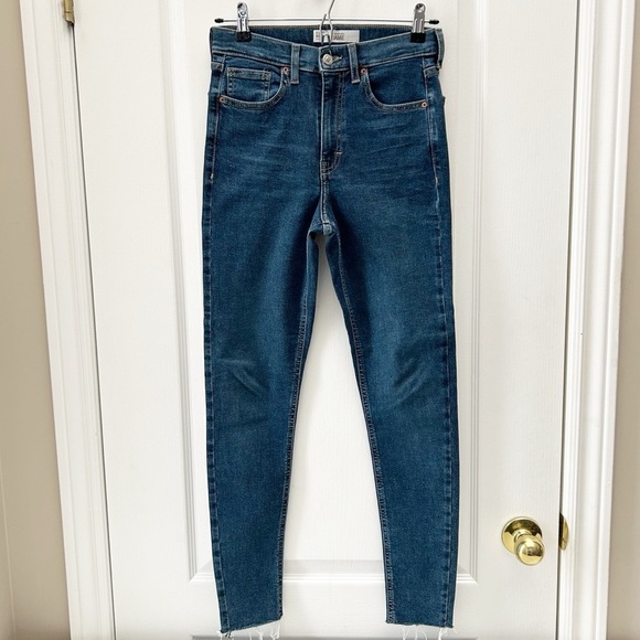 Topshop Jamie Skinny Jeans High Rise Ankle Cropped Raw Hem Blue Size 26 - Picture 2 of 12